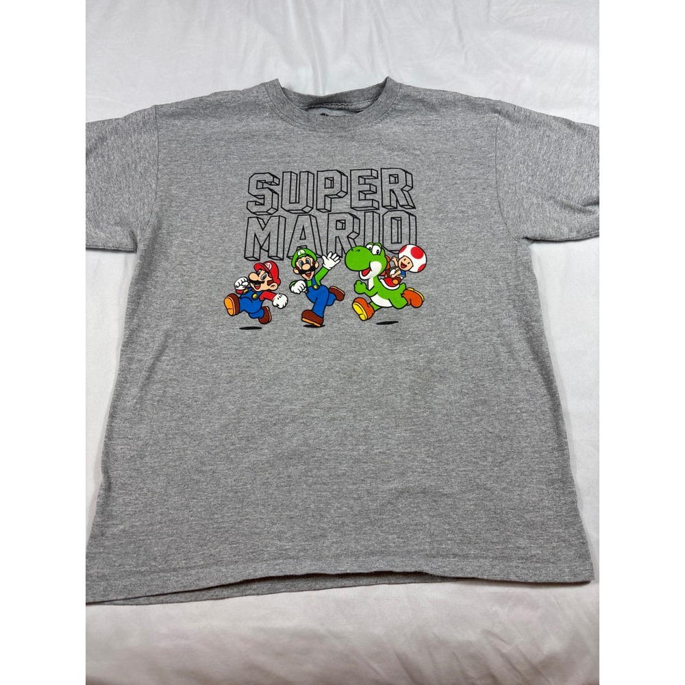 Nintendo Super Mario Bros Tee Gray XL Mario Luigi Yoshi Toad Hybrid Shirt